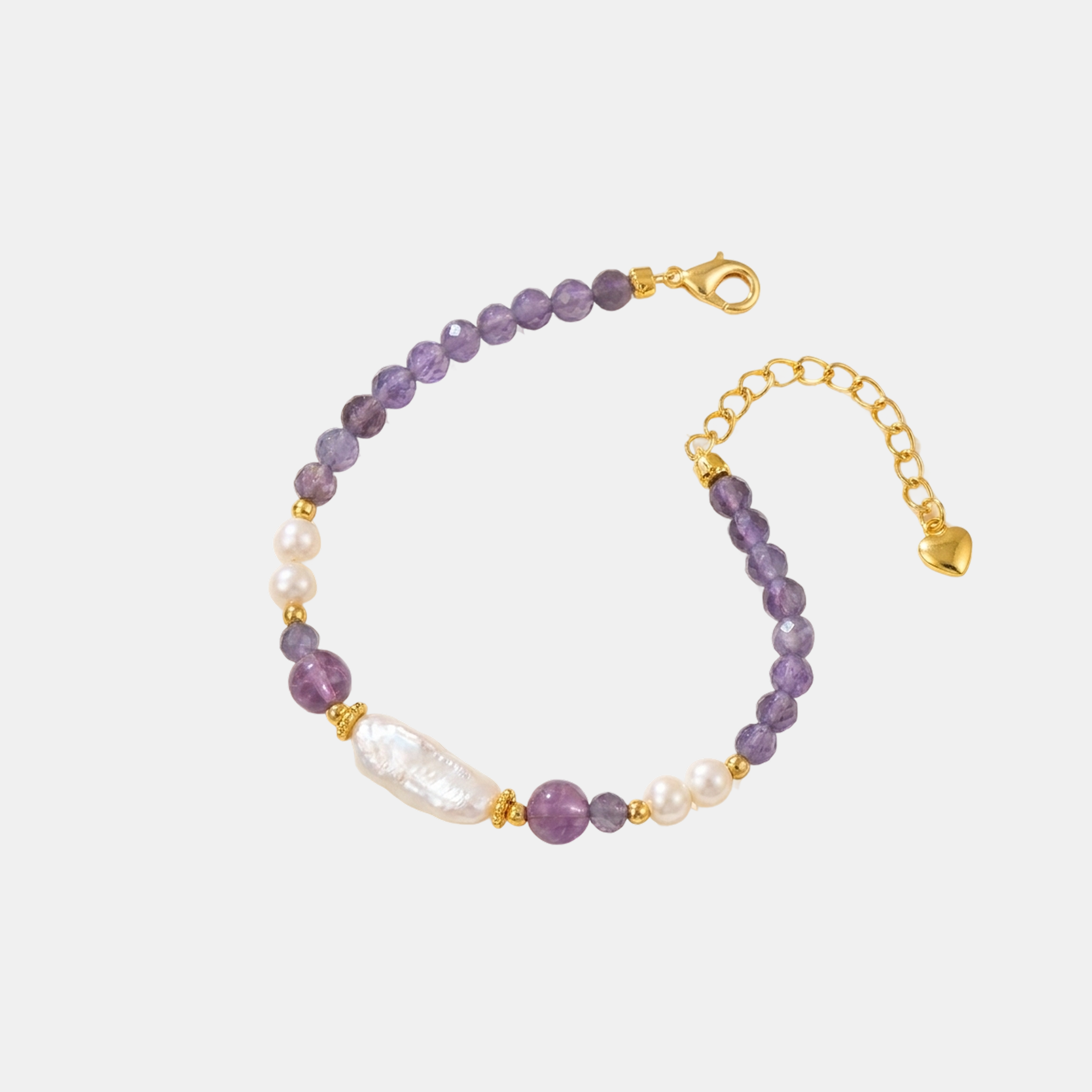 Amethyst Bead Pearl Bracelet