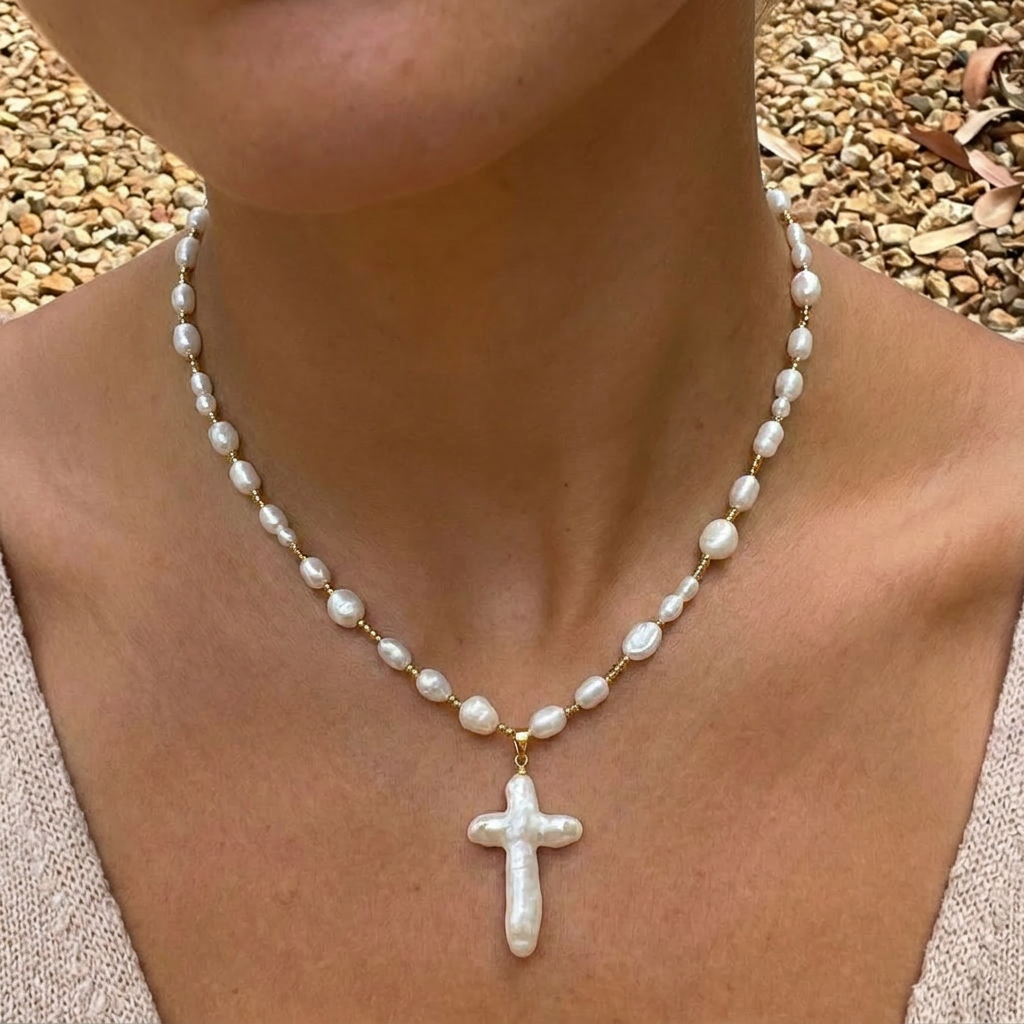 Pearl Cross Necklace