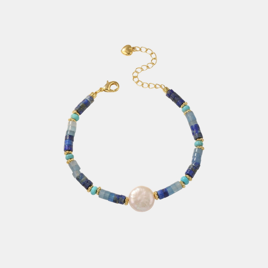 Indigo Bead Pearl Bracelet