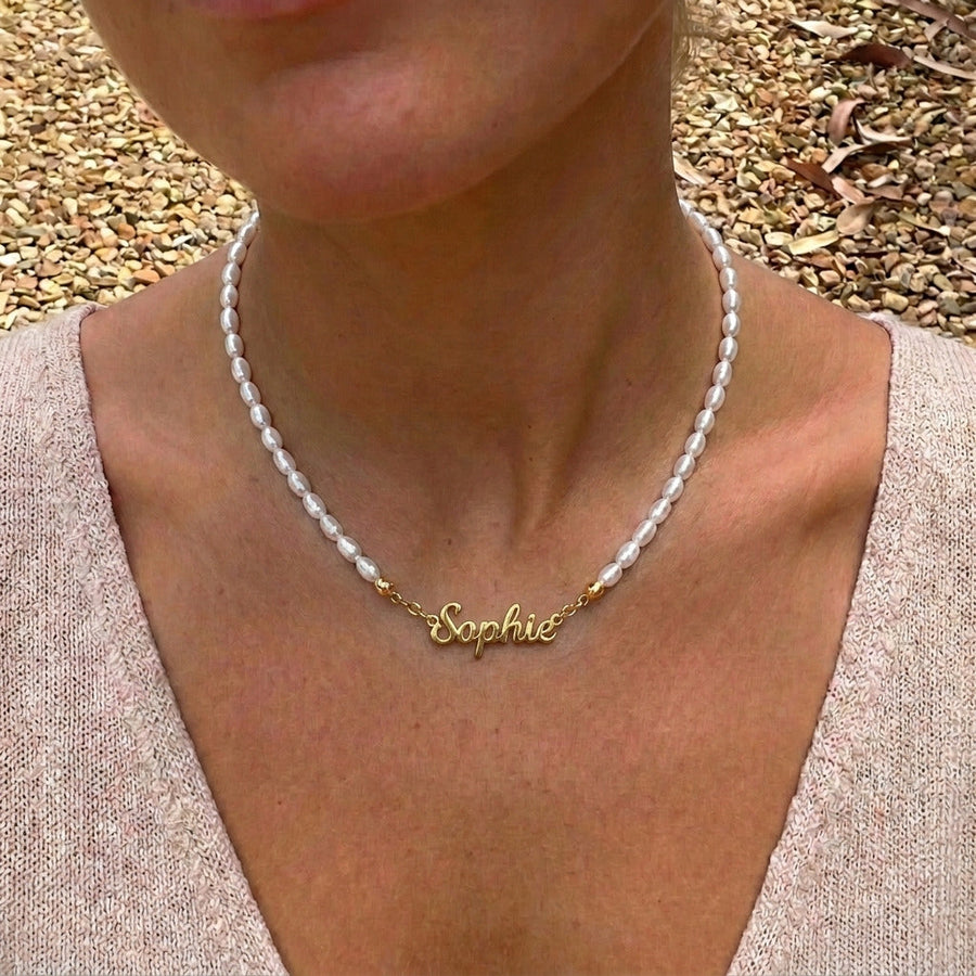 Name Pearl Bead Necklace