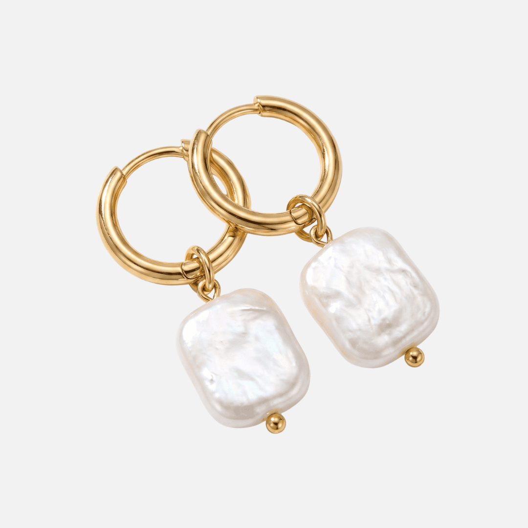 Pearl Charm Hoops
