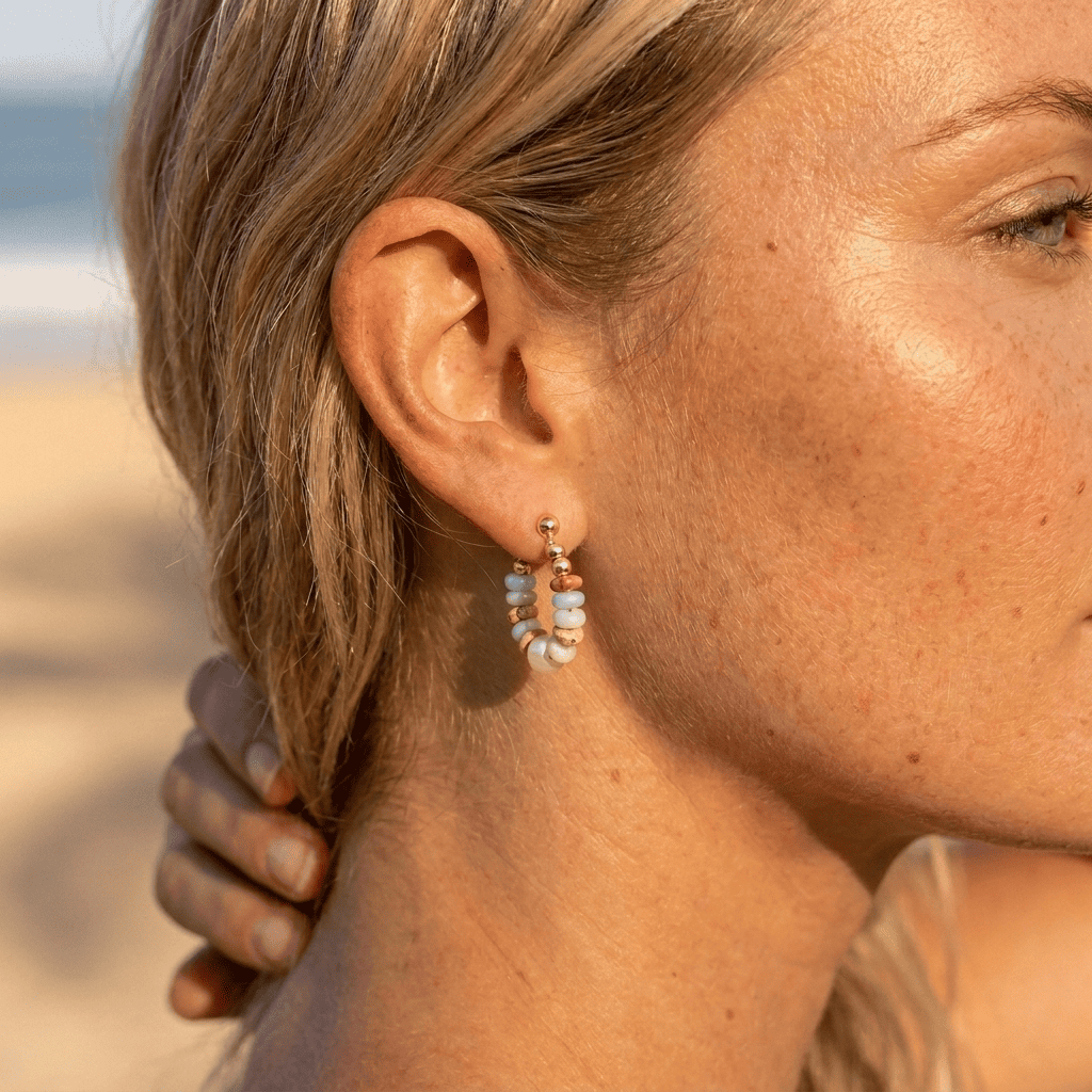 Seashore Beaded Hoops