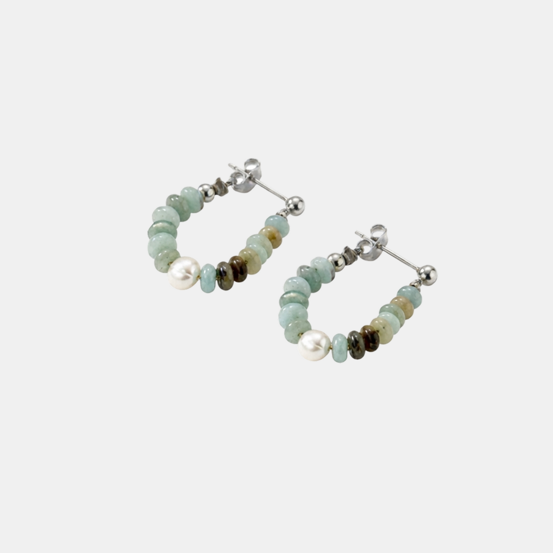Turquoise Bead Pearl Hoops