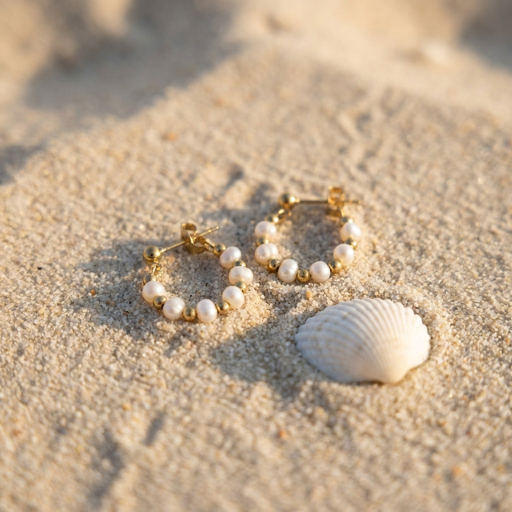 Classic Pearl Hoops