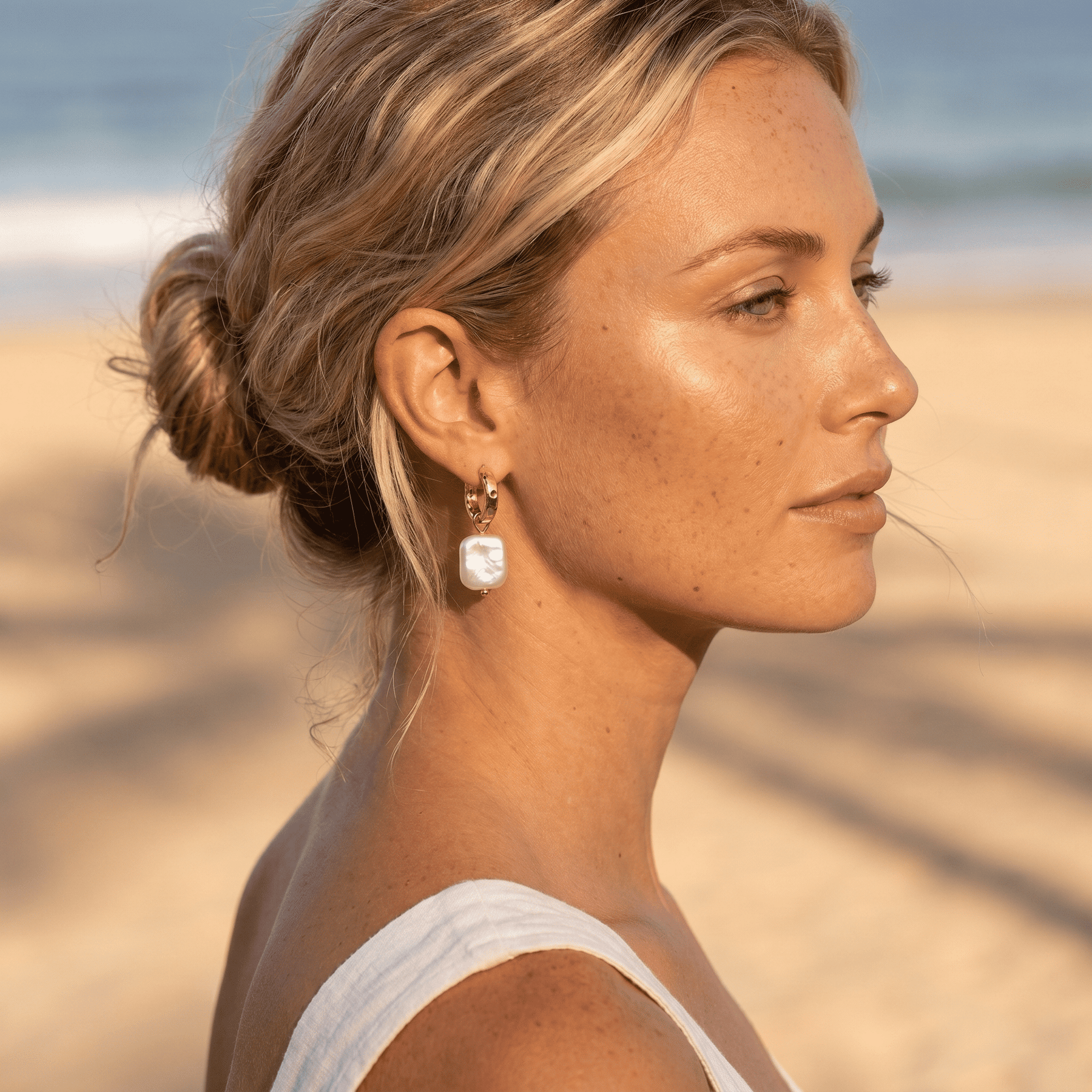 Pearl Charm Hoops
