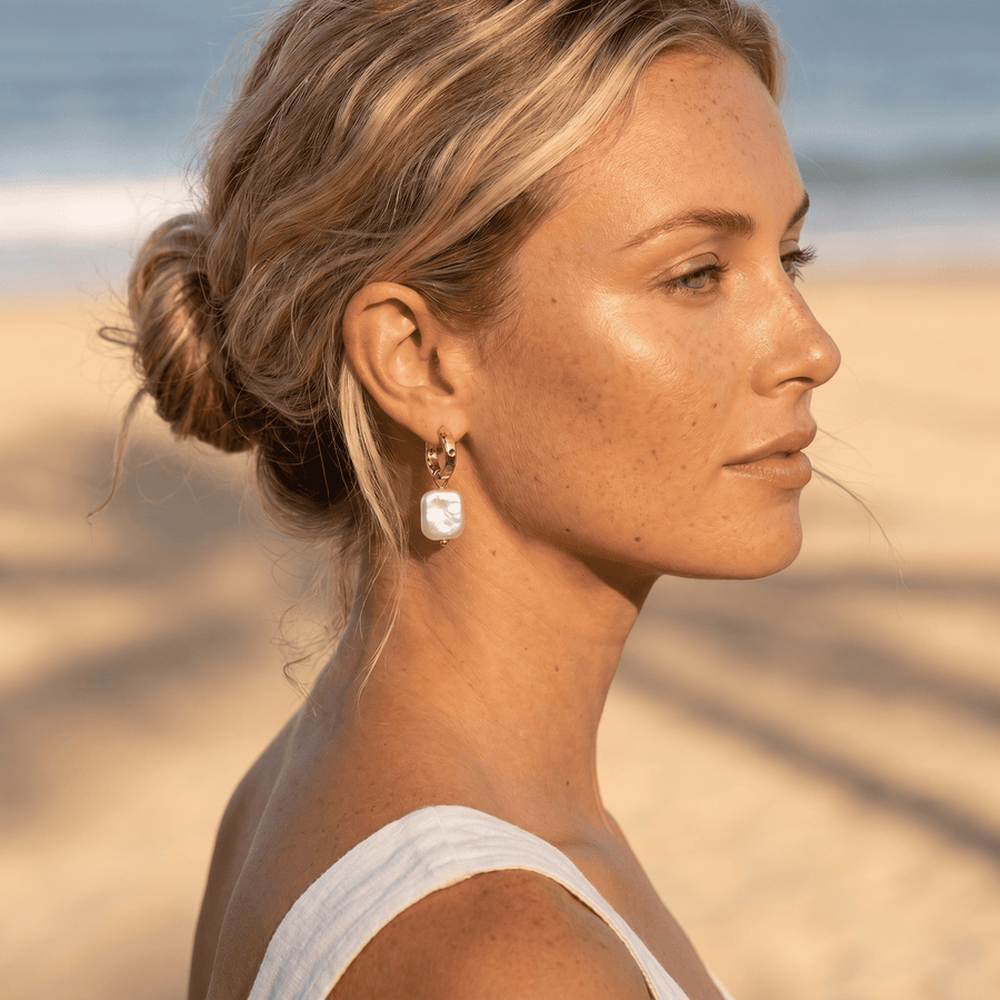Pearl Charm Hoops