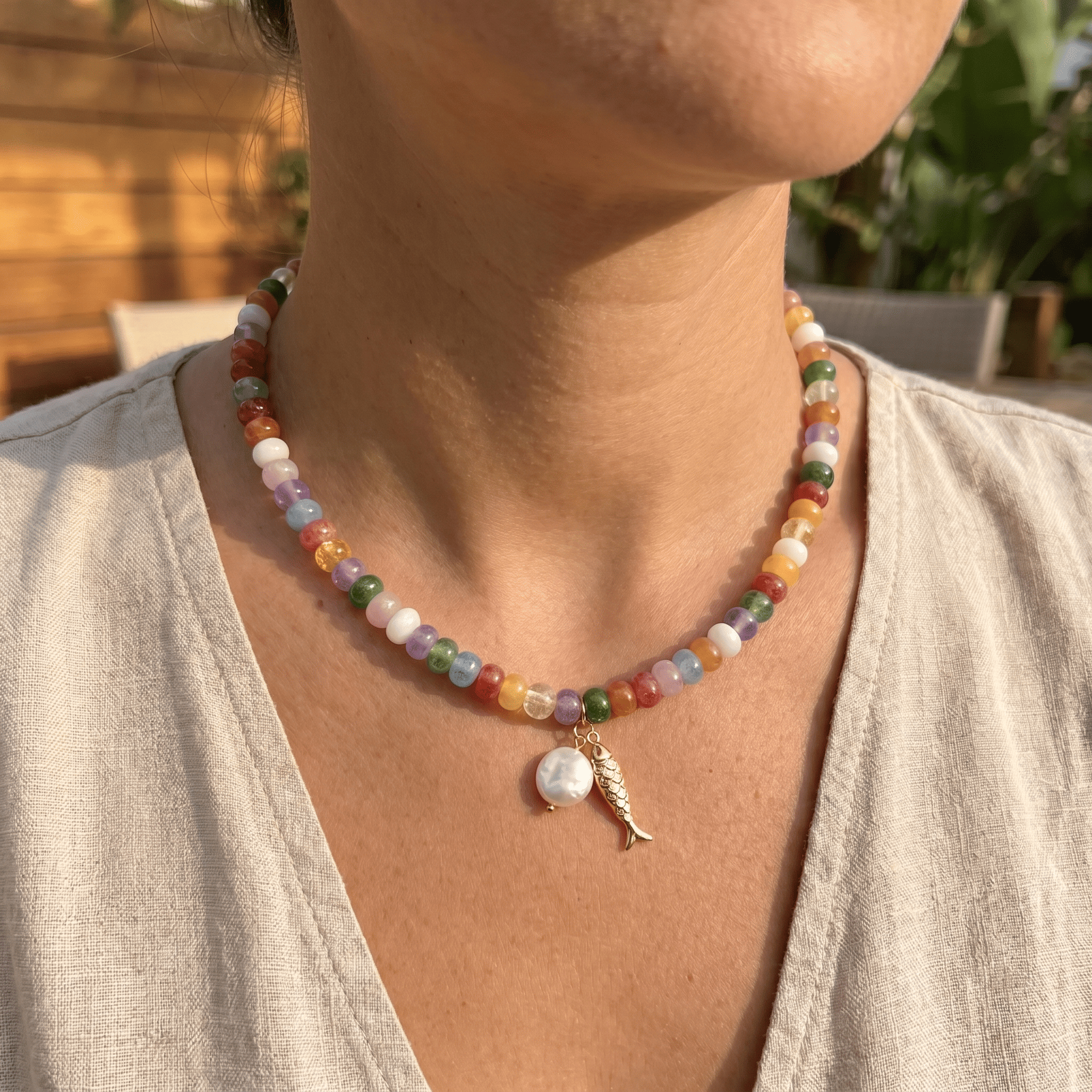 Candy Bead Fish Necklace